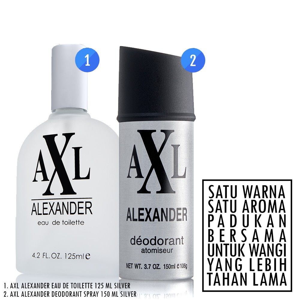 AXL ALEXANDER EDT 125 ML SILVER & AXL ALEXANDER DEO SPRAY 150 ML SILVER