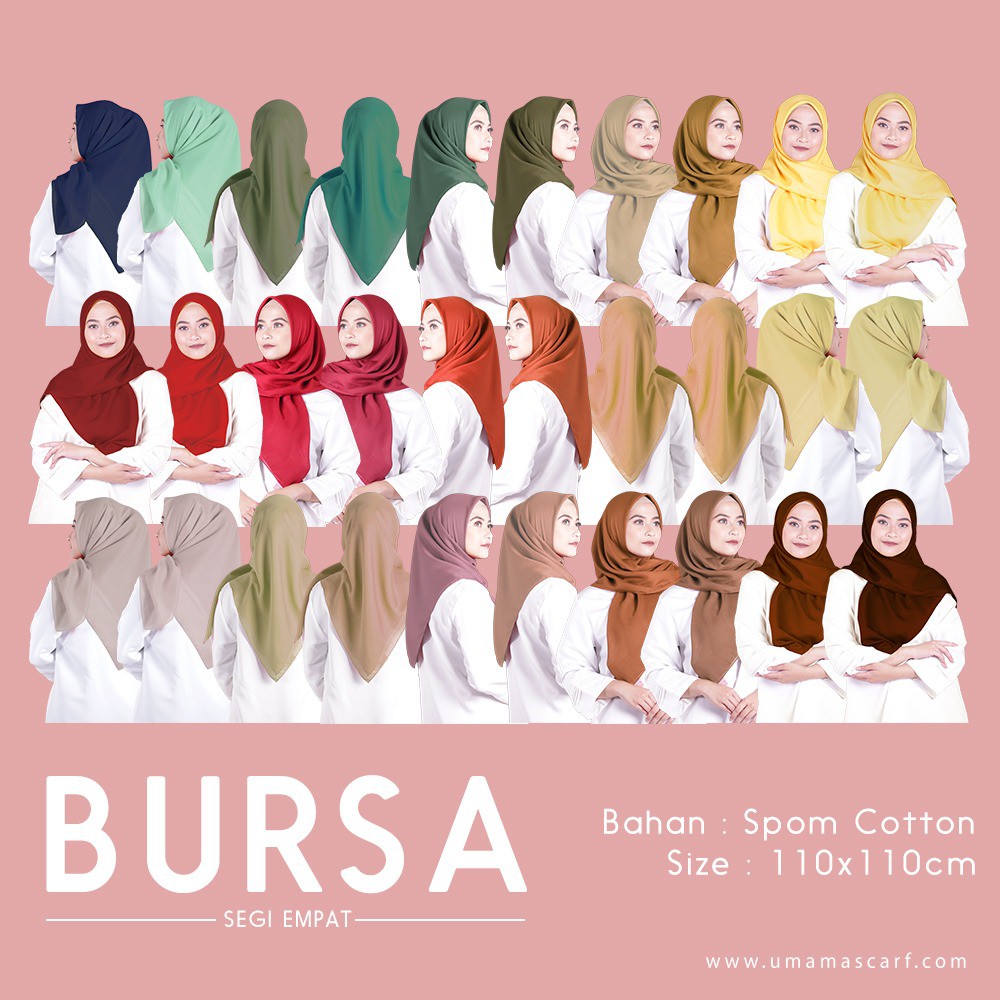 [BISA COD] Umama Kerudung / Hijab Voal Bursa Segiempat (Bisa Pilih Warna) - Part 1