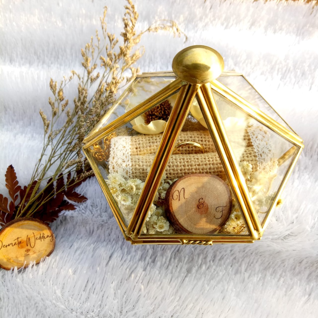 Ring Box Tunangan/ Kotak Cincin Nikah Hantaran/ Ring Box Rustic/ Tempat Cincin/ Terarium kaca