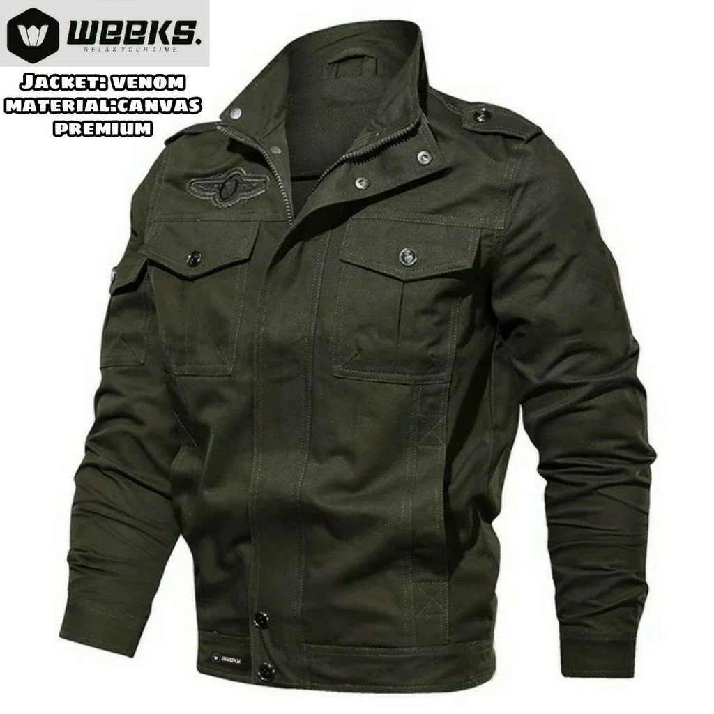 COD Jacket Bomber Venom Kanvas Premium Jaket Pria All Size Bayar Di Tempat
