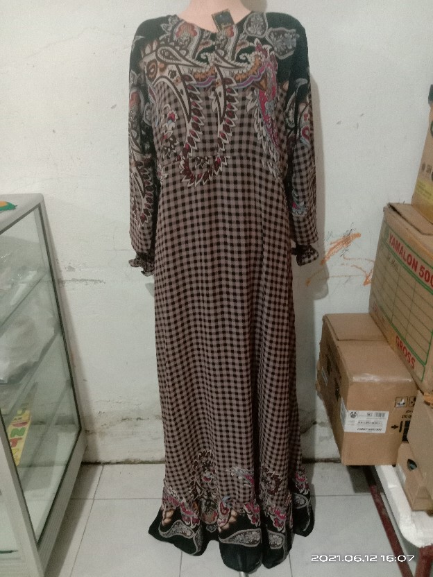 Sch_gamis Ceruty Babydoll Motif Batik/gamis Terbaru/gamis Premium