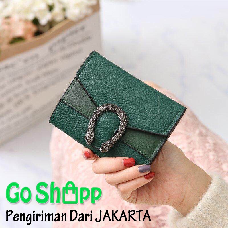 Dompet Wanita Kancing Ular Polos - Dompet Fashion Kulit Import - Dompet Wanita Premium Import [PD08]