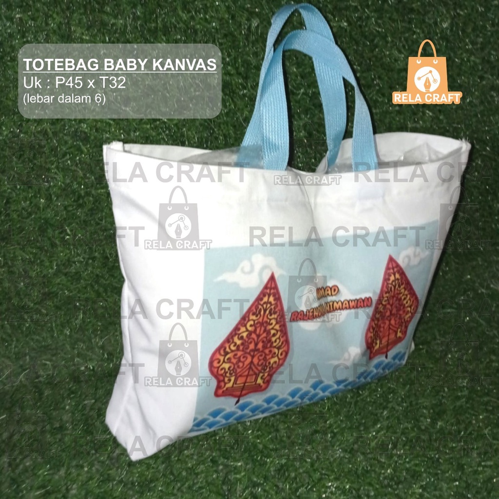 TOTEBAG BABY CANVAS/BABY CANVAS CUSTOM/TAS ULANG TAHUN/TAS SOUVENIR