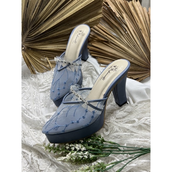 sepatu pesta wanita azwa iceblue 10cm