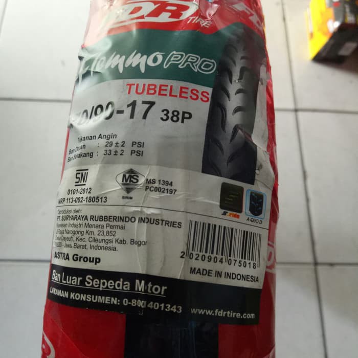 Ban FDR Flemo Pro 70/90-17 Tubeless - Ban Motor Flemmo Ring 17