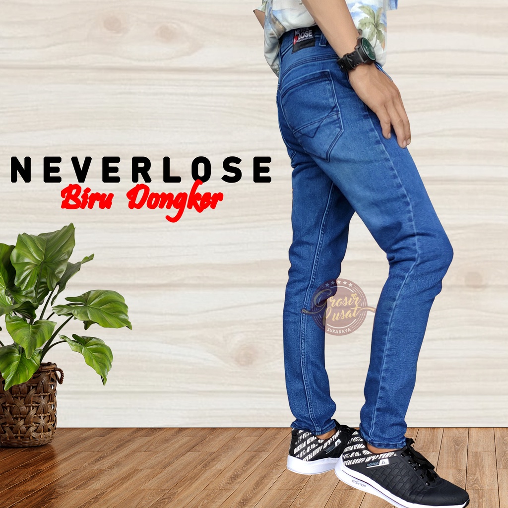 Celana Jeans NVL Pensil Skinny Pria Biru Dongker 27 - 38