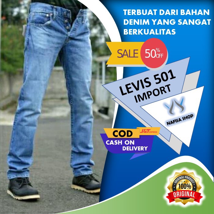 CELANA JEANS PRIA REGULER ORIGINAL DENIM LEVIS LEVI'S 501 ORI IMPORT MODERN TMP8