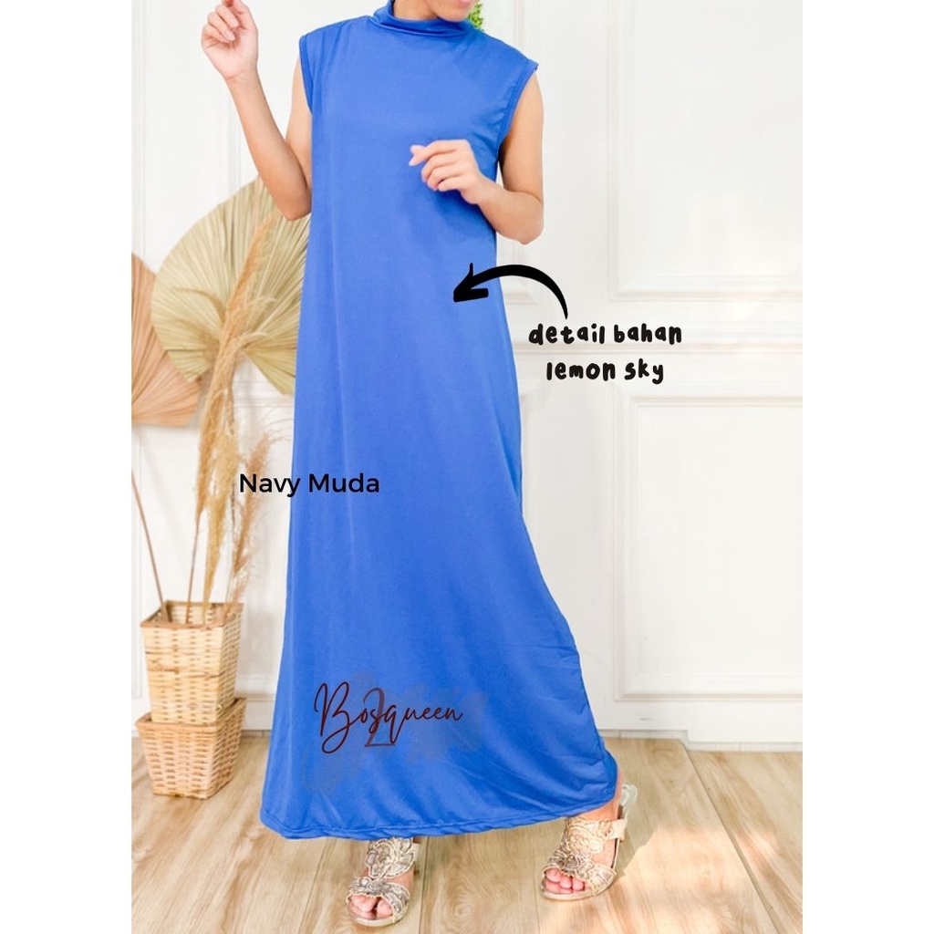 INNER DRESS WANITA LEMON SKY/ KNIT DRESS / INNER DRESS / INNER DRESS DALEMAN WANITA HITS / DRESS TANPA LENGAN TURTLENECK