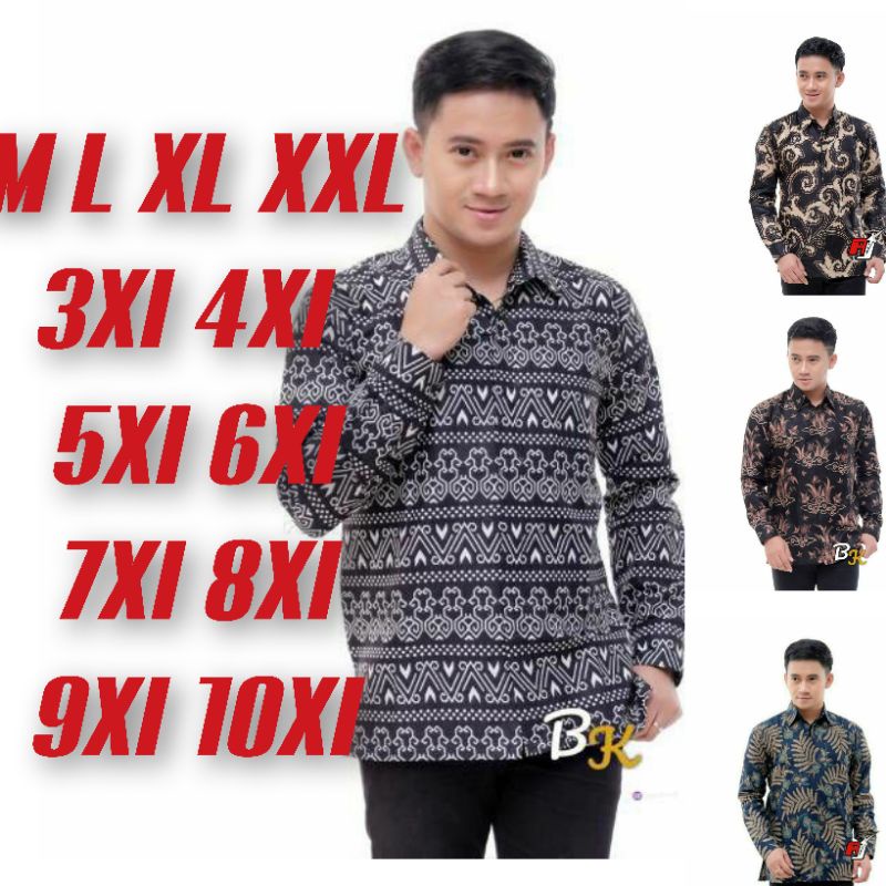 BAJU KEMEJA BATIK PRIA LENGAN Panjang BIG SIZE JUMBO M.L.XL.XXL.3XL.4XL.5XL.6XL.7XL.8XL.9XL.10XL