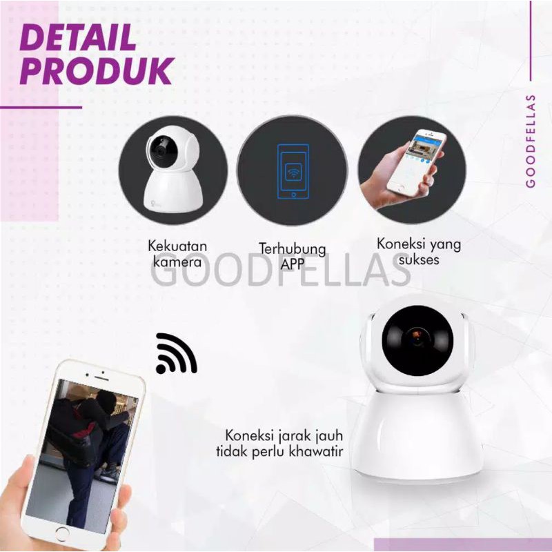 IP CAMERA CCTV V380 WIRELESS HD 720P CCTV KAMERA PENGINTAI VIDEO REKA