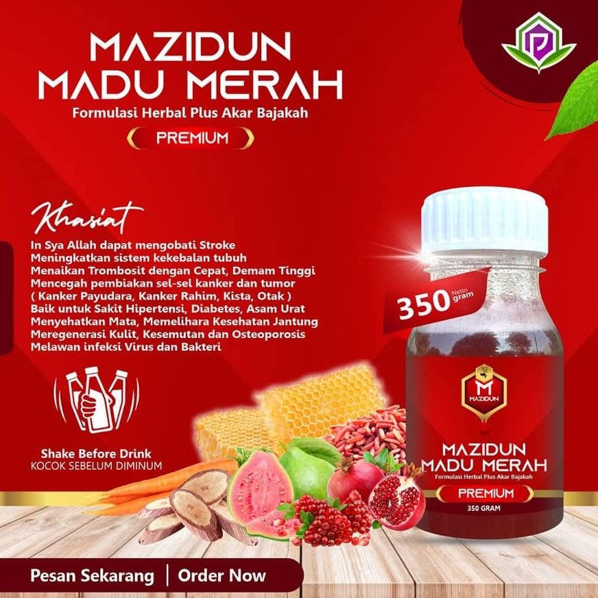 MAZIDUN MADU MERAH /Formula Herbal Plus Extract Angkak+Wortel+Jambu biji mrh+ Lumbricus+Delima  mrh+