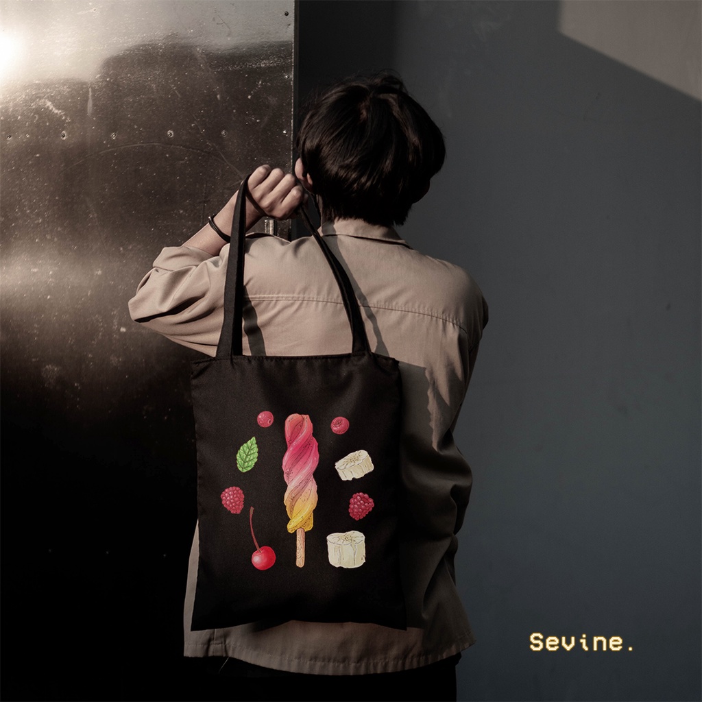 Sevine Totebag Tas Wanita Tote bag Resleting Girl Vintage Retro Colorful Black Series  - VTC6