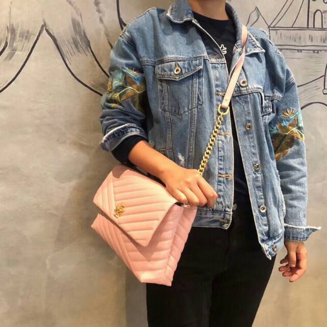 Tory Burch Kira Chevron Flap Shoulder Bag tas selempang slingbag crossbody authentic original pink