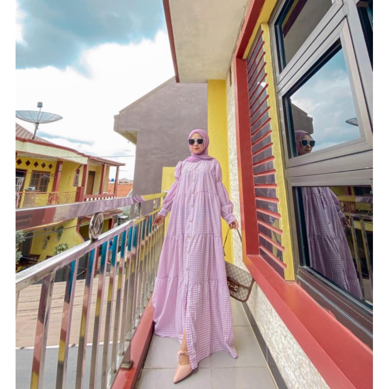 Gamis Kotak karet tangan umpak mewah
