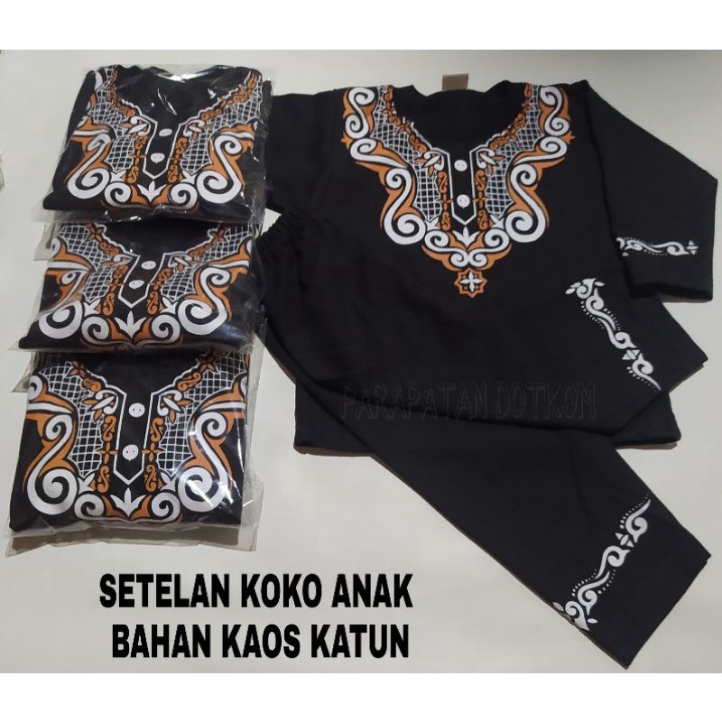 setelan baju koko anak bahan kaos katun
