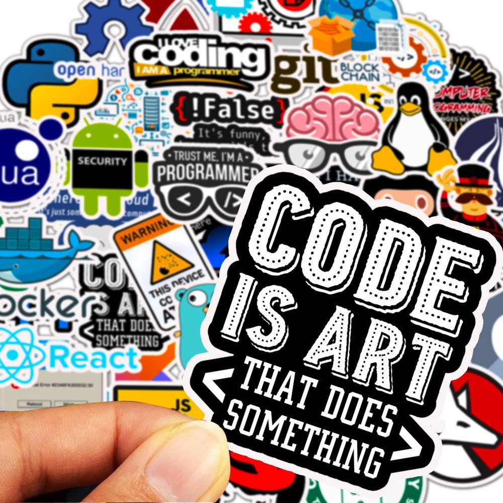 50 software programming language waterproof stickers for programmers, car stickers, luggage trolley cases, explosive graffiti stickers