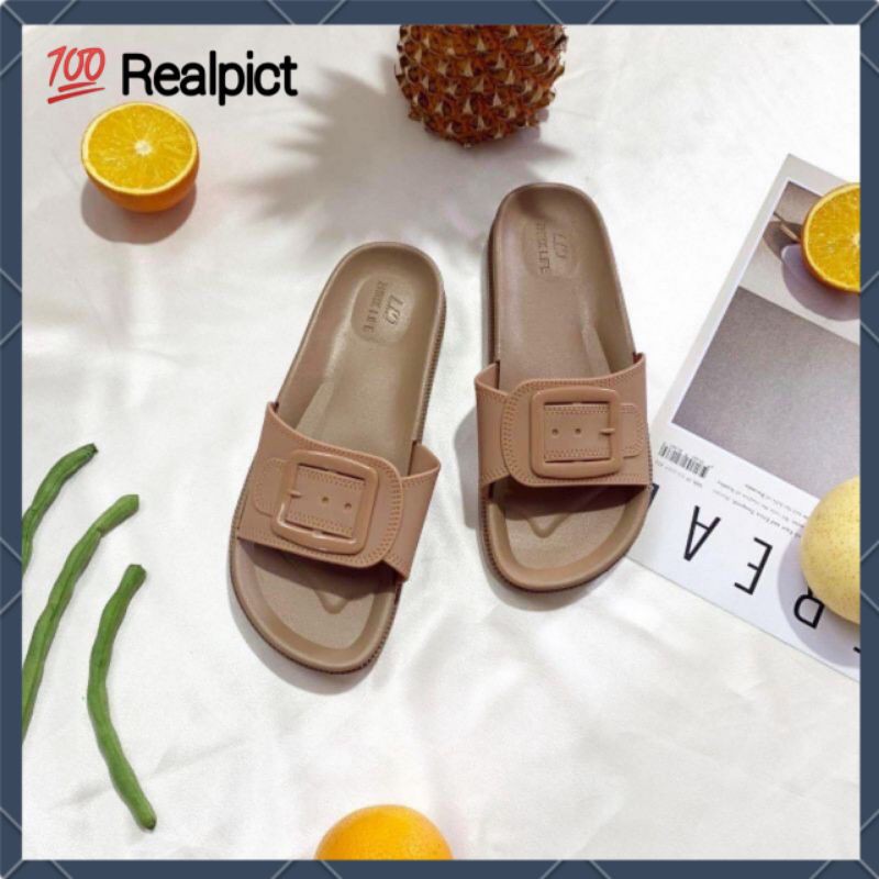 Balance 1961 1 Sandal Wanita Slop BLC Motif Belt Cantik Baru 100% Original Jelly Impor Ringan Lembut