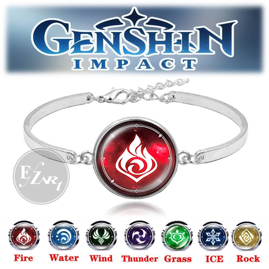 GELANG BANGLE GENSHIN IMPACT GAME 7 ELEMENT EYE OF GOD FIRE THUNDER WIND WATER ICE ROCK GRASS