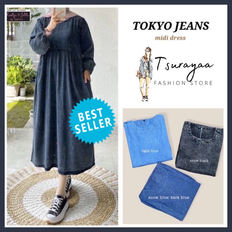 Tokyo Jeans Midi Dress Wanita Premium Products