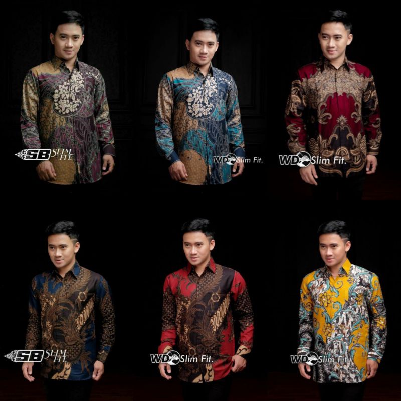 KEMEJA BATIK PRIA LENGAN PANJANG SIZE M L XL XXL  BSWART BatiK HRB026 Kenongo Hem Panjang Padi