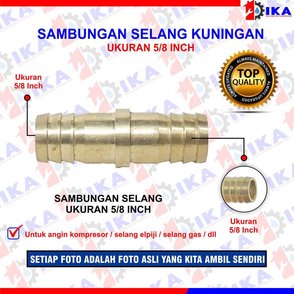 Sambungan Selang Kuningan Asli . Fitting nepel kuningan size 1/2” 3/4&quot; 5/8&quot; Besi Penyambung selang