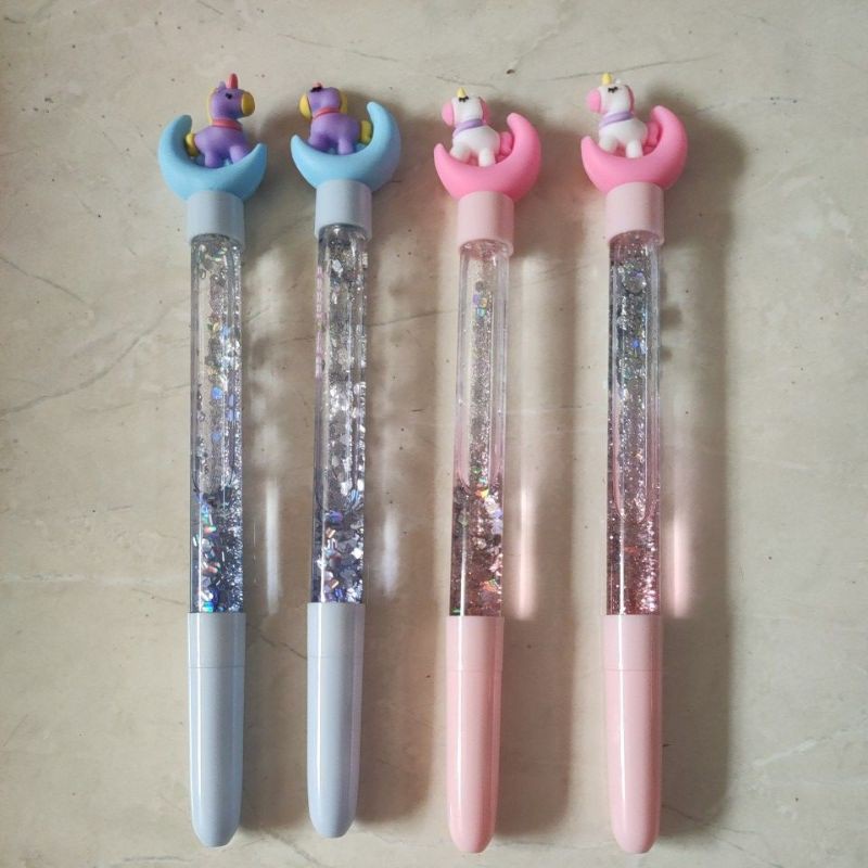 

Pen pena bolpen motif unicorn with water glitter