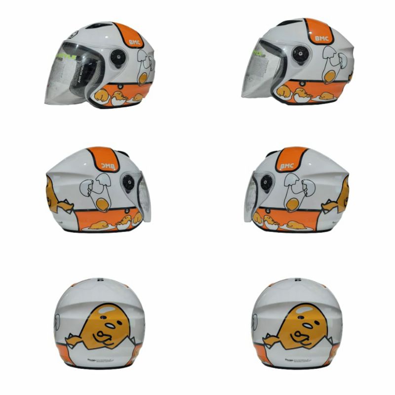 Helm BMC MILAN Motif Karakter Cartoon Gudetama Putih