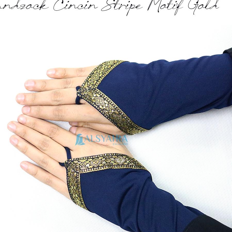 Mari Dicoba Alsyahra Exclusive Premium Manset Handsock Cincin Stripe Motif Warna Gold #DISKON