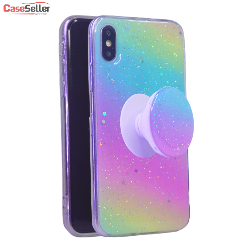 Iphone X/XS  Iph XI 5.8  Iph XIR 6.1  Iph XI Max 6.5 Case Casing HP Softcase Rainbow Plus Popsocket CaseSeller