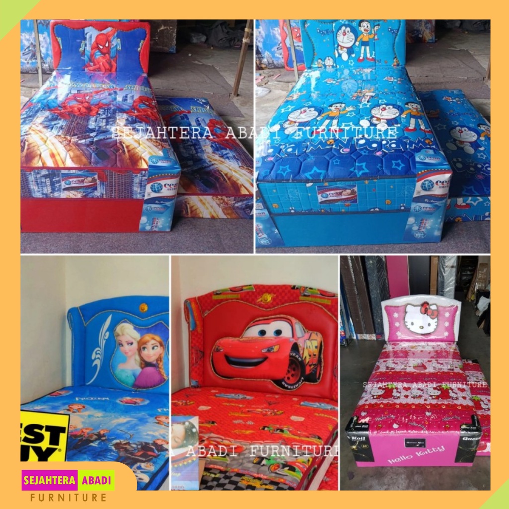 springbed sorong anak 2in1 twin sorong karakter kartun standard dan polos BiG Queen bigland style [ 