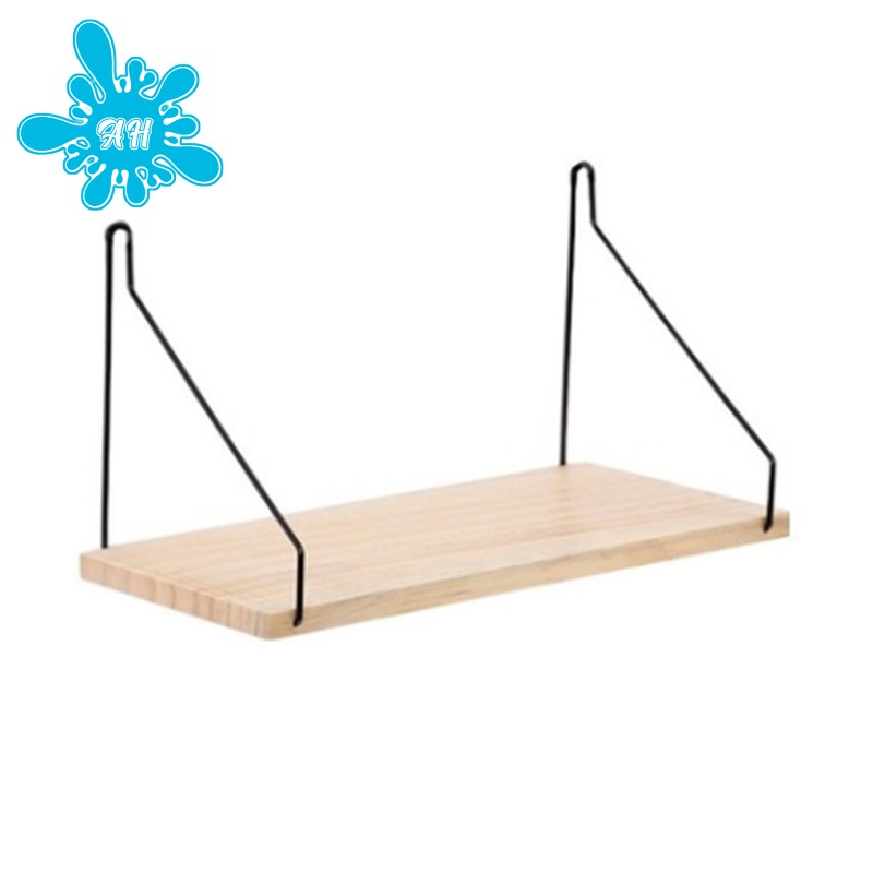 Solid Wooden Wall Shelf Iron Partition Board Bedroom Tv Wall Hanging