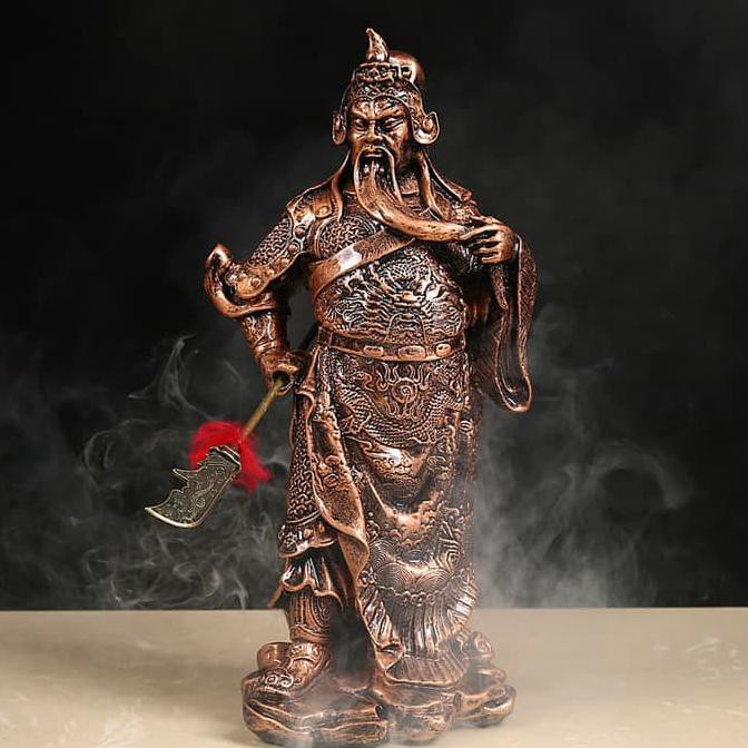 [[BISA COD]] Pajangan Patung Resin Guan Gong Kuan Kong style perunggu 38cm PO2 DISKON Kode 584