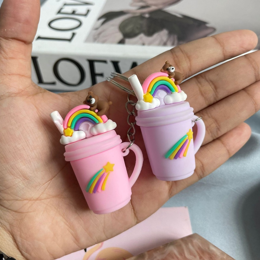 GANTUNGAN KUNCI DRINKS PELANGI RAINBOW WARNA SOFT CANTIK HARGA TERMURAH KEYCHAIN RING LUCU BENTUK GELAS DRINK READY 4 WARNA SOFT ORIGINAL QUALITY