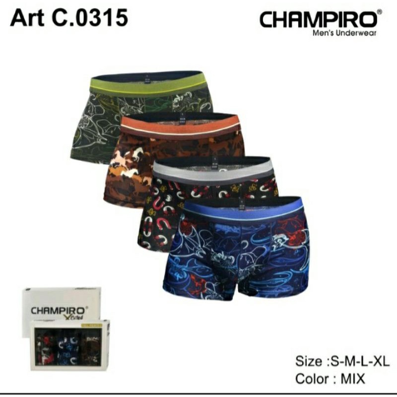 CHAMPIRO 0315 XCITED / CELANA DALAM BOXER PRIA (ISI 3) / CELANA DALAM PRIA DEWASA XL
