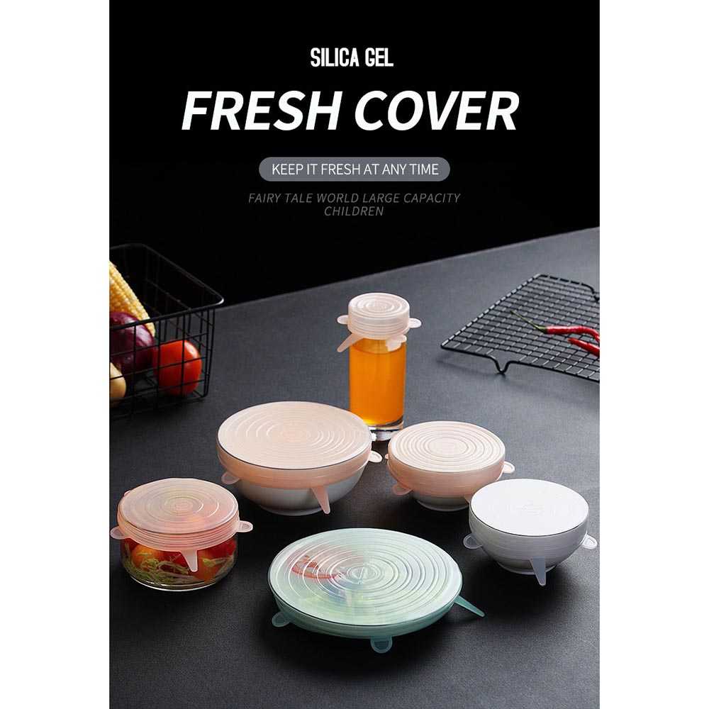 TD - RMH PULISI Silicone Penutup Makanan Stretch Food Cover Lid 6 PCS - G20055