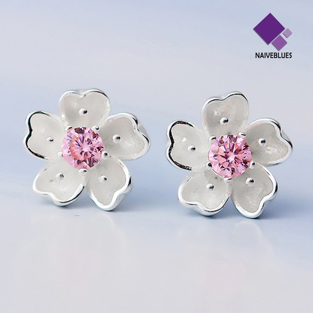 Anting Stud Desain Bunga Sakura Gaya Elegan Untuk Pesta