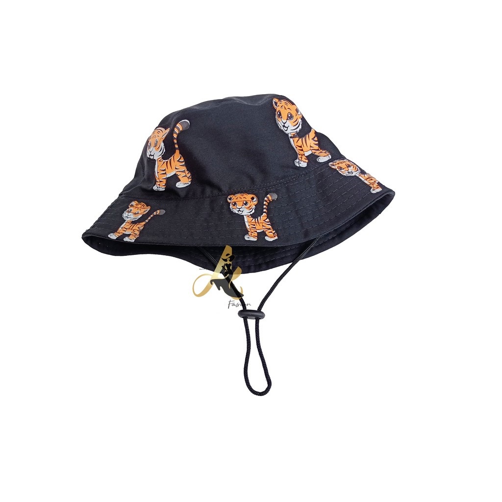 TOPI ANAK LAKI LAKI PEREMPUAN BUCKET HAT ANAK COWOK CEWEK 3 4 5 6 7 8 9 10 TAHUN KOREA 1 2 BASEBALL FASHION ANAK COWO CEWE OOTD USIA BALITA KIDS KUPLUK AKSESORIS KEPALA UMUR ANAK KADO ANAK LUCU-Harimau Hitam