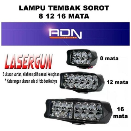 Lampu LED Laser Gun Bar Tembak Sorot CREE Motor Mobil 8 12 16 Titik Mata