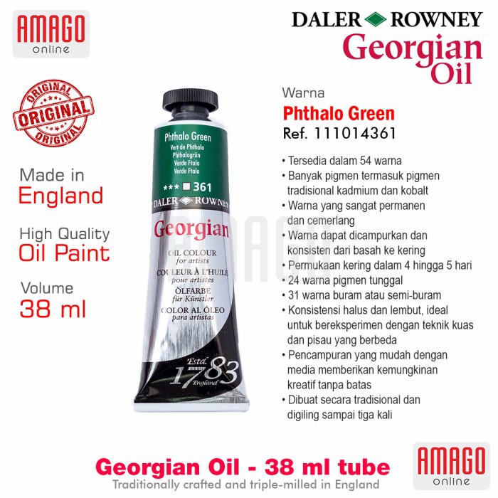 DALER-ROWNEY - GEORGIAN OIL 38 ml - PHTHALO GREEN - 111014361