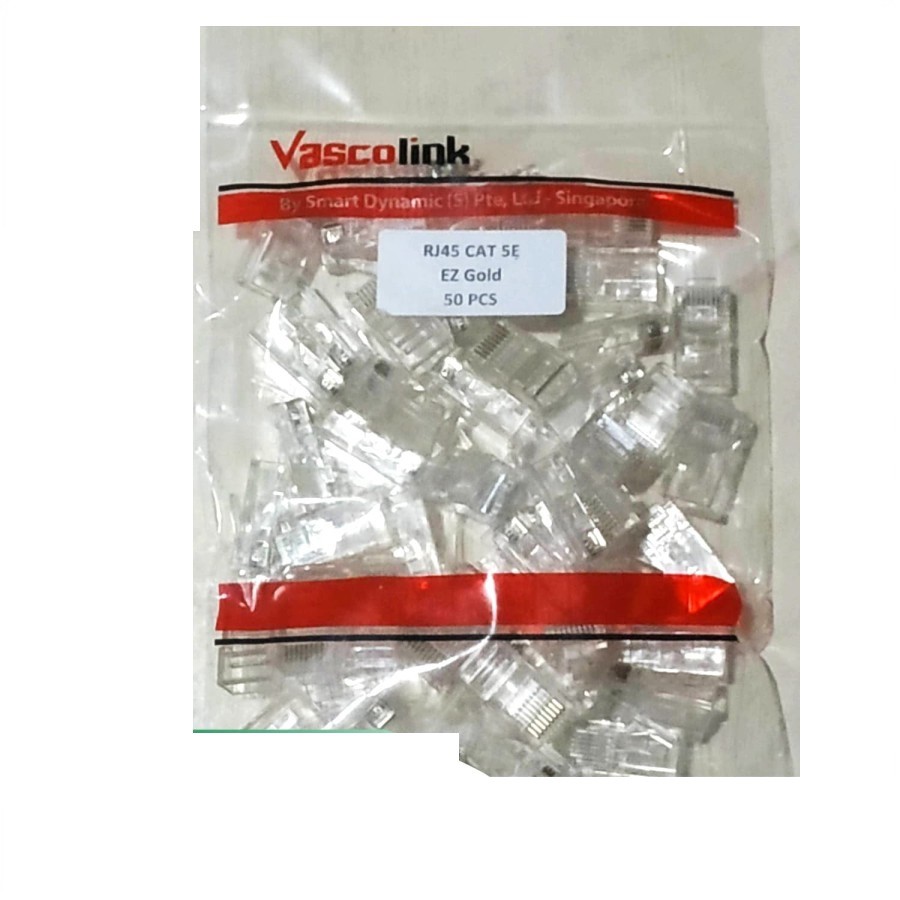 Vascolink Connector Rj45 Cat6 EZ GOLD Lite 50pcs Tembus Anti gagal