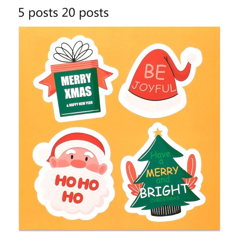 Zzz 20pcs / 5 Lembar Stiker Label Motif Natal Untuk Kotak Hadiah