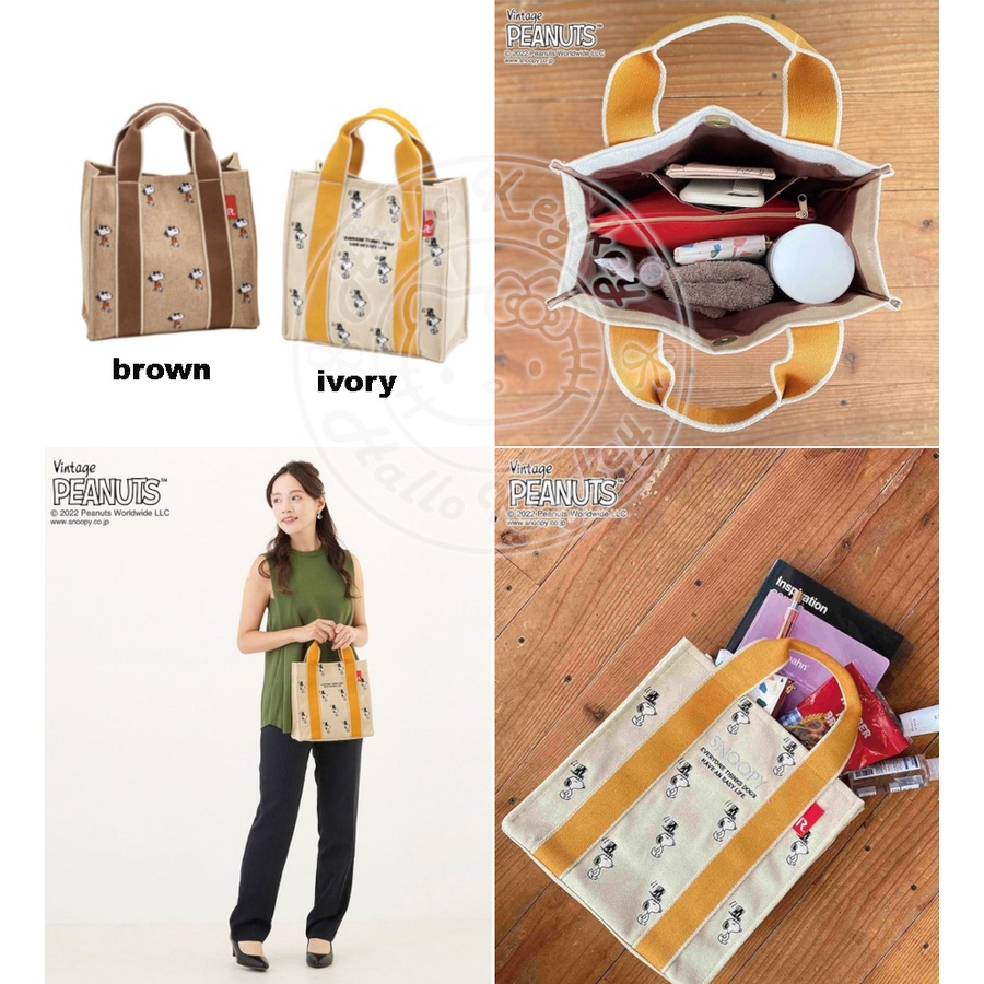 tas tenteng tote bag bekal serbaguna snoopy peanuts merk ROOTOTE JAPAN