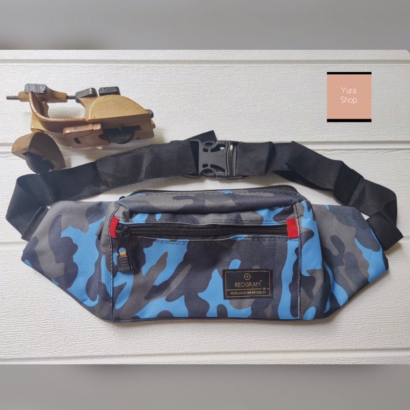 Waist Bag Pria Motif Army | Tas Pinggang Cowok Motif Loreng