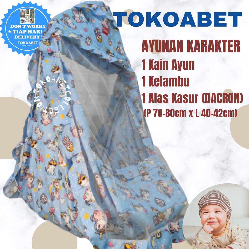 Ayunan karakter perlengkapan bayi dengan ayunan kain kasur kelambu (NO PER &amp; NO HANGER) NEW VARIANS