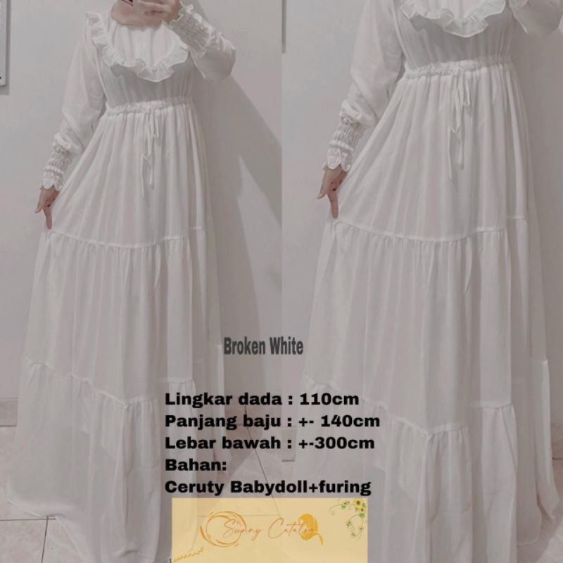100% ORI Gamis putih polos rampel / gamis cerruty Babydoll full furing