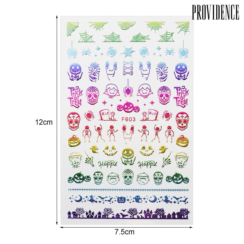 Providence 1 Sheet Nail Stickers Halloween Theme Pattern Self-Adhesive Paper Pumpkin Ghost Fingernails Decals Nails Accessories