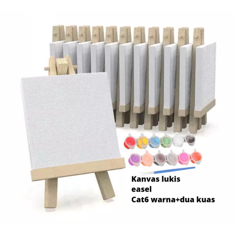 

Kanvas Lukis Easel Cat 6 Warna Paket Lengkap Untuk Melukis Ukuran 10x10 cm sd 30x40 cm