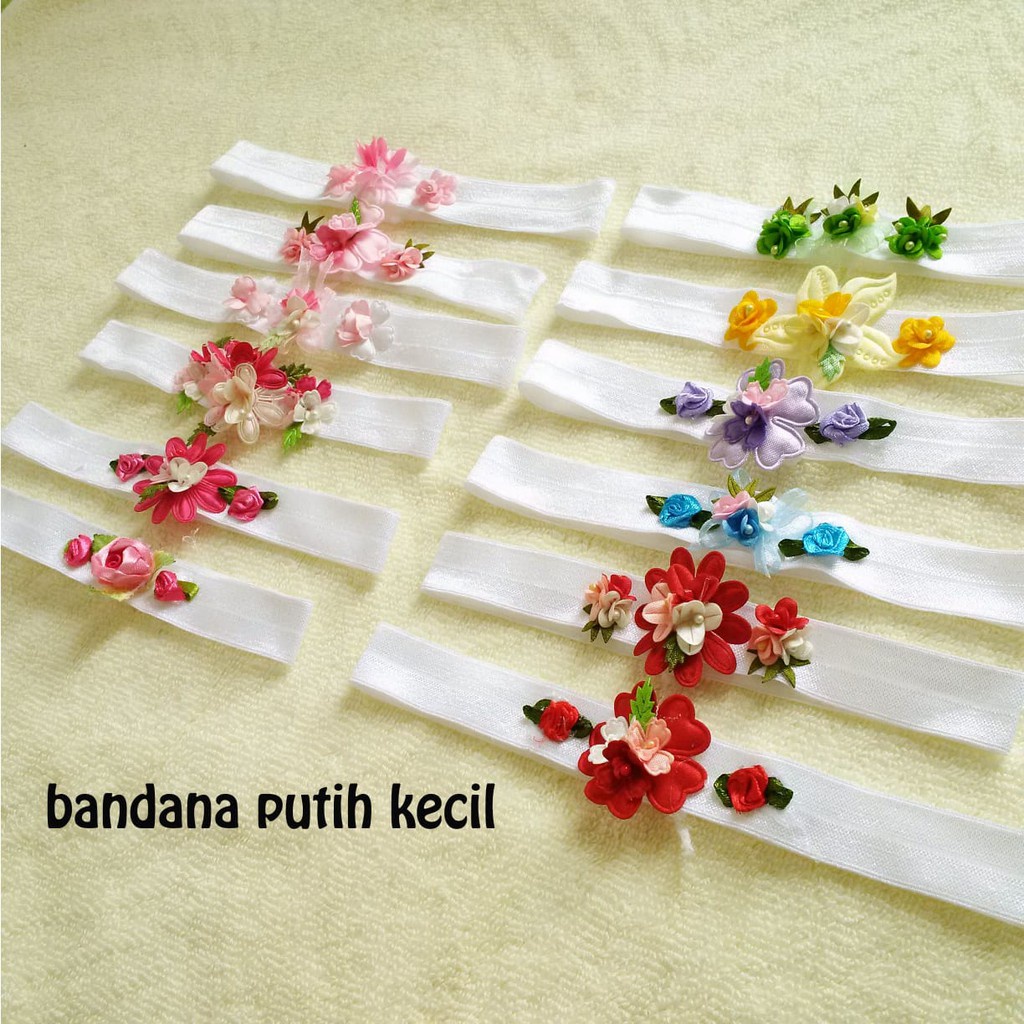 bandana baby bunga putih kecil usia 0+/bando bayi 111741