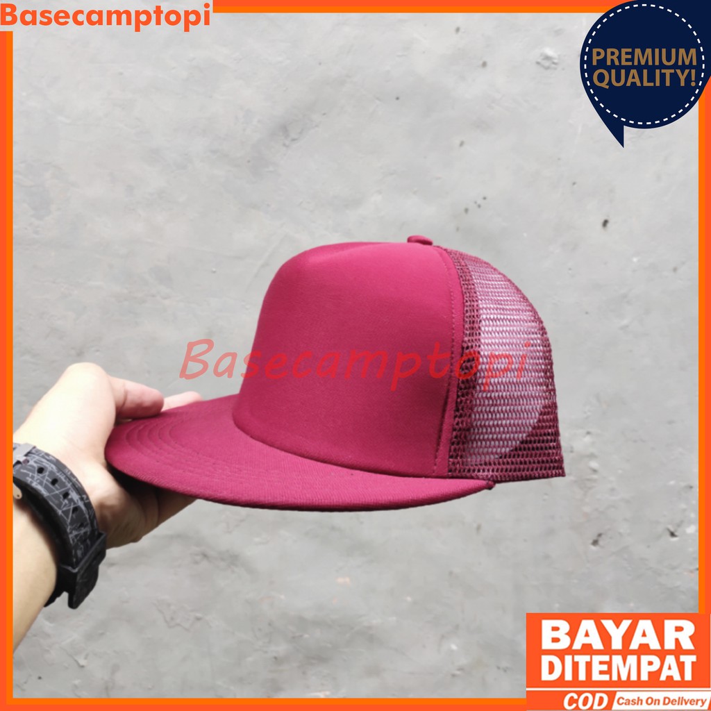 Topi Snapback Trucker Jaring Polos Pria Wanita