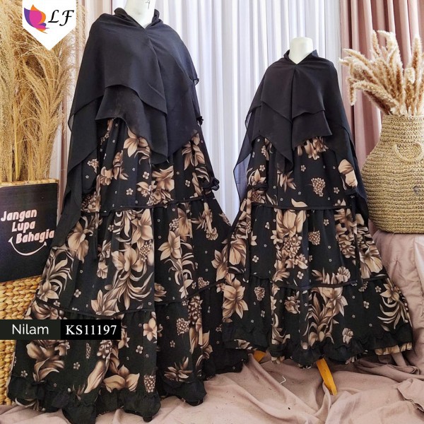 Gamis couple ibu dan anak Nilam/Baju gamis syar'i/baju gamis murah